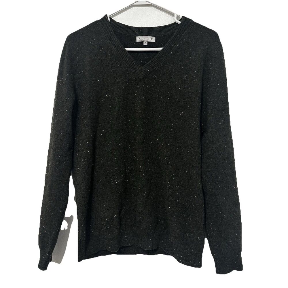 Anatomie Women’s 95% Cashmere V-Neck Green Speckled Sweater Medium